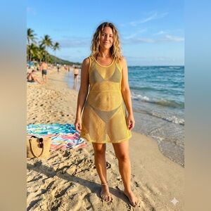 Yellow Mesh Beach Dress